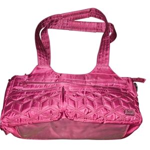 Lug Streetcar Tote Cranberry Red Wine Magenta Raspberry Travel RFID EUC